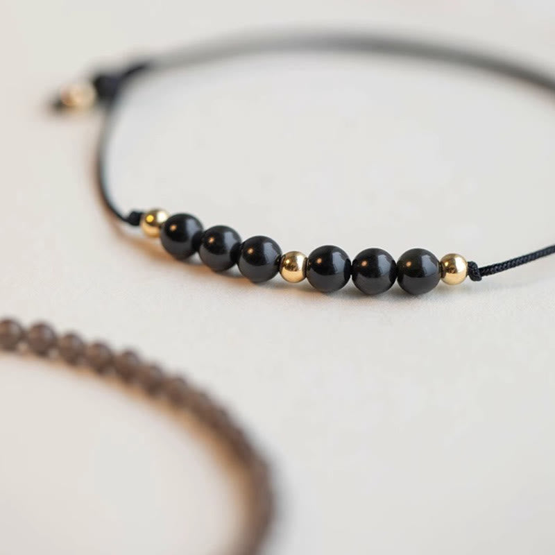 6mm Black Obsidian Success Bracelet for Resilience & Focus