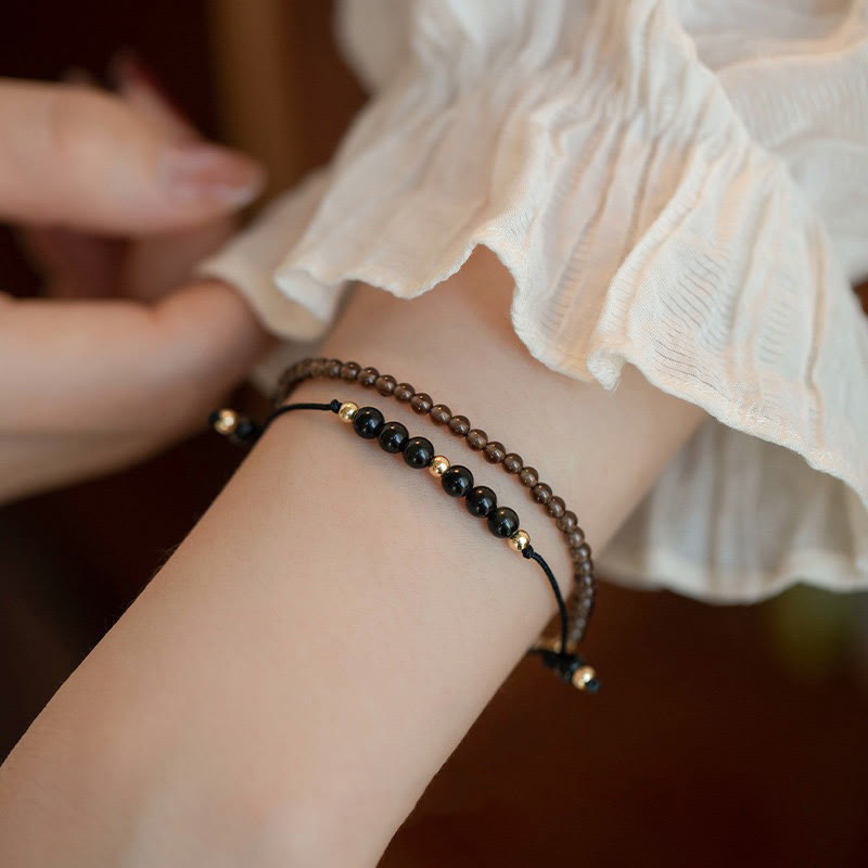 6mm Black Obsidian Success Bracelet for Resilience & Focus