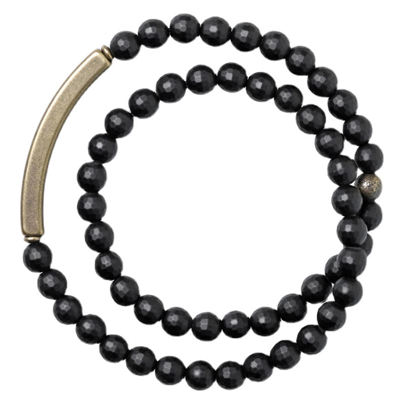 6mm Black Onyx Copper Double Wrap Protection Bracelet