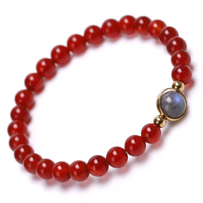 6mm Carnelian Agate Healing Crystal Bracelet with Mixed Gemstones