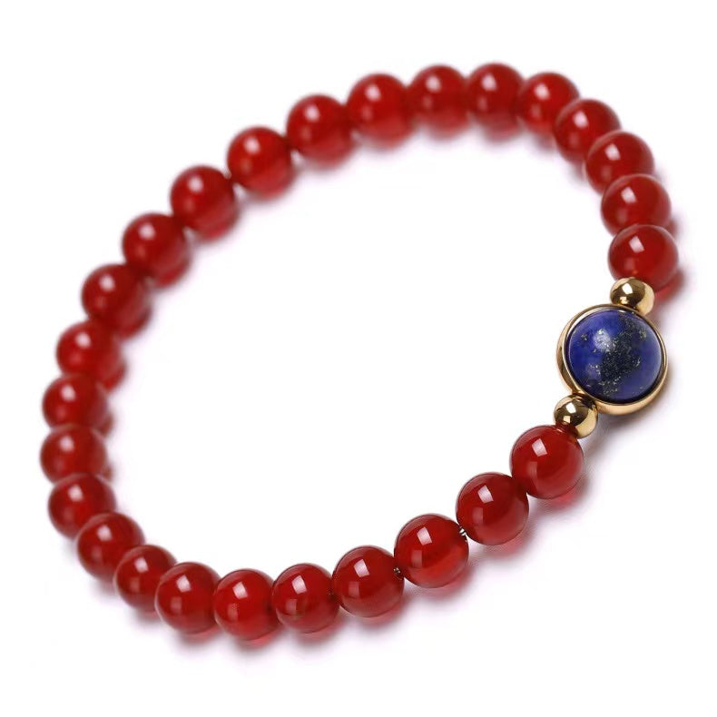 6mm Carnelian Agate Healing Crystal Bracelet with Mixed Gemstones