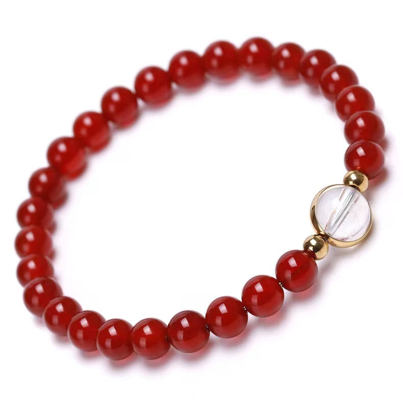 6mm Carnelian Agate Healing Crystal Bracelet with Mixed Gemstones