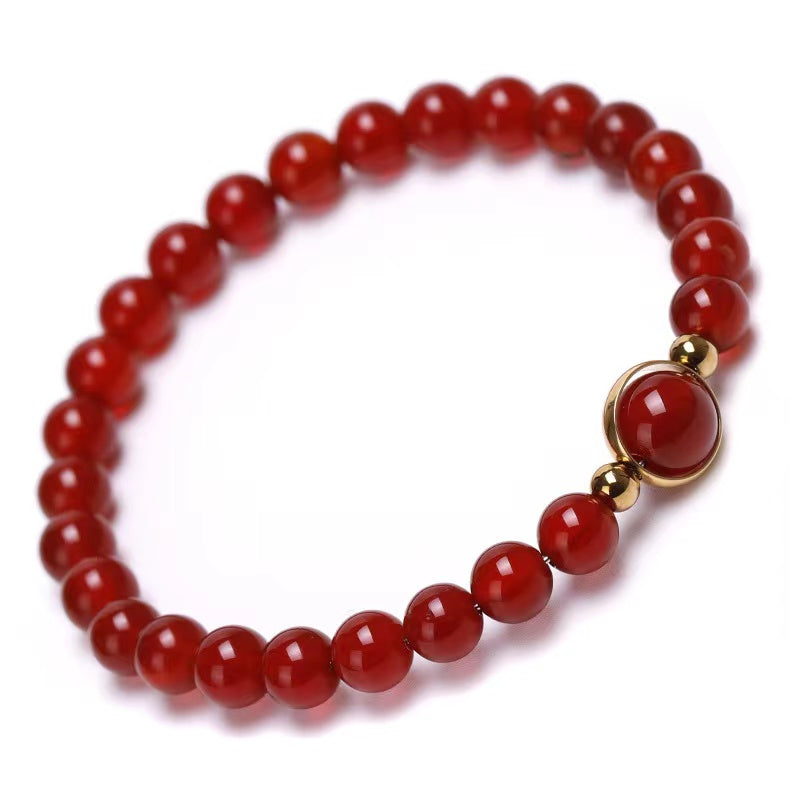 6mm Carnelian Agate Healing Crystal Bracelet with Mixed Gemstones