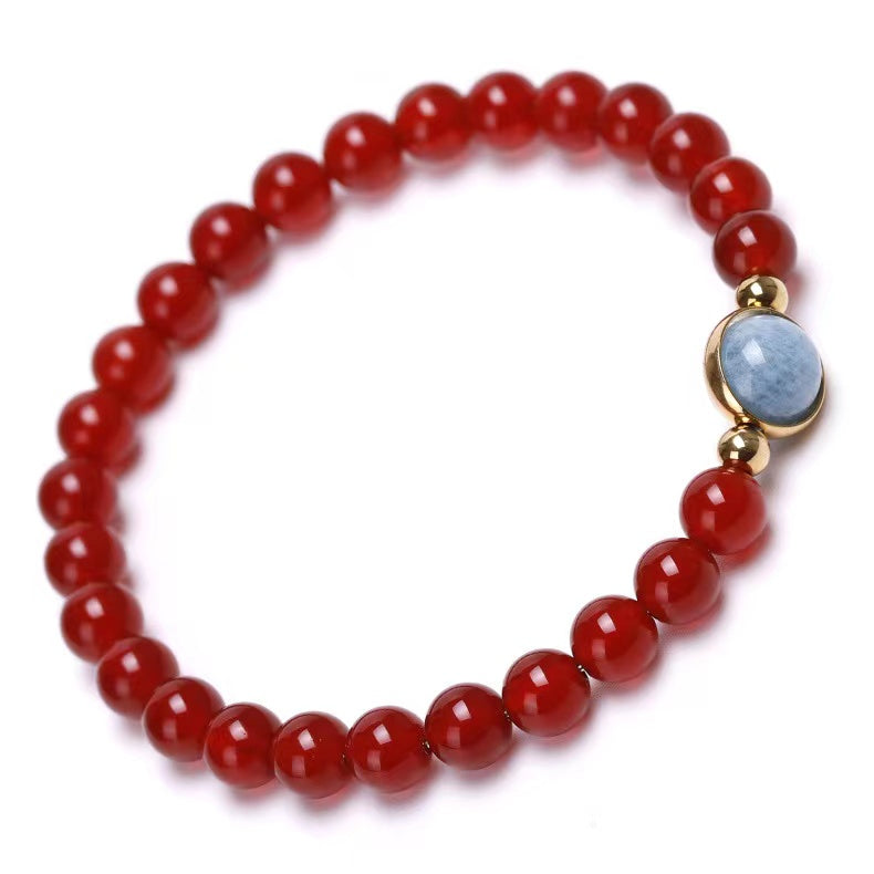 6mm Carnelian Agate Healing Crystal Bracelet with Mixed Gemstones