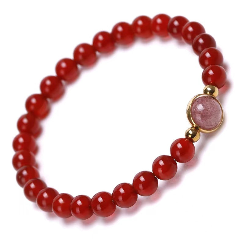 6mm Carnelian Agate Healing Crystal Bracelet with Mixed Gemstones