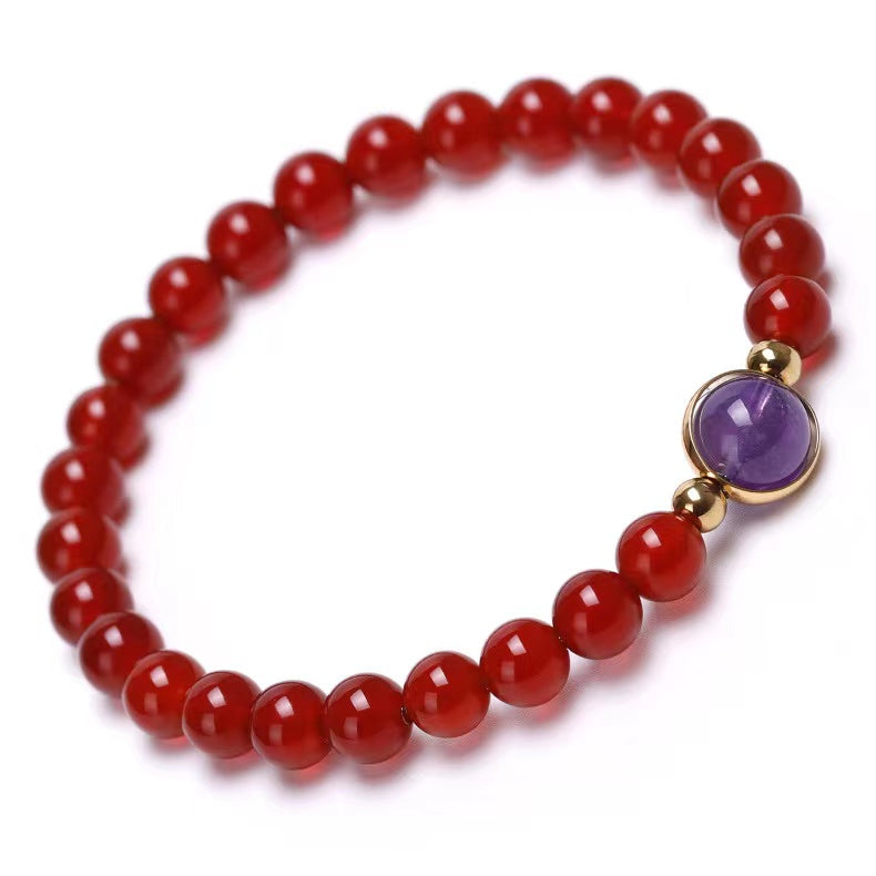6mm Carnelian Agate Healing Crystal Bracelet with Mixed Gemstones
