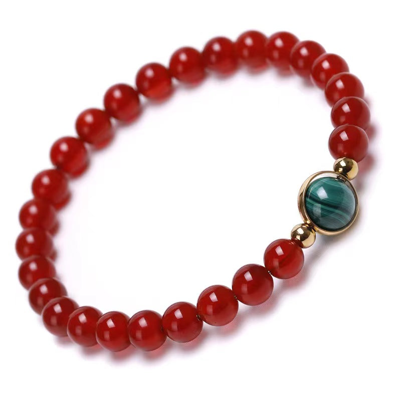 6mm Carnelian Agate Healing Crystal Bracelet with Mixed Gemstones