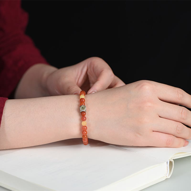 6mm Chinese Zodiac Self-acceptance Bracelet with Red Agate