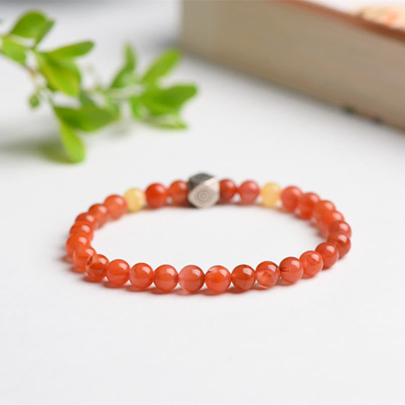 6mm Chinese Zodiac Self-acceptance Bracelet with Red Agate