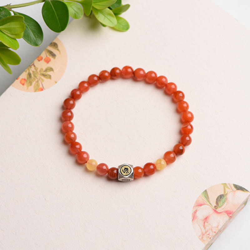 6mm Chinese Zodiac Self-acceptance Bracelet with Red Agate
