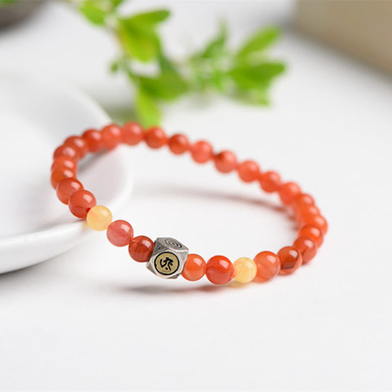 6mm Chinese Zodiac Self-acceptance Bracelet with Red Agate