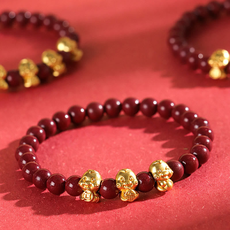 6mm Cinnabar Sterling Silver Year of the Snake Bracelet