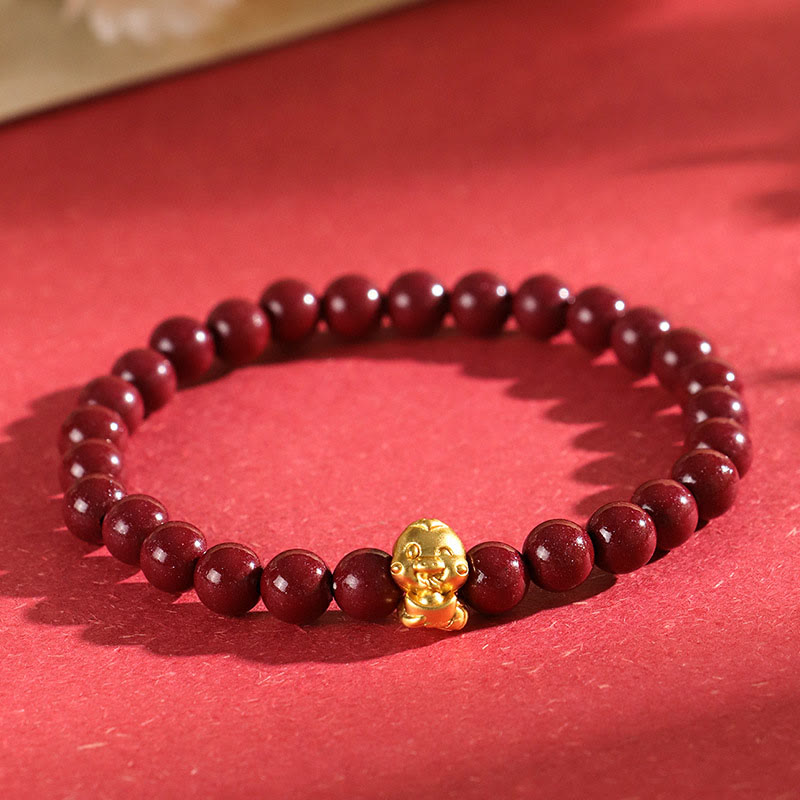 6mm Cinnabar Sterling Silver Year of the Snake Bracelet