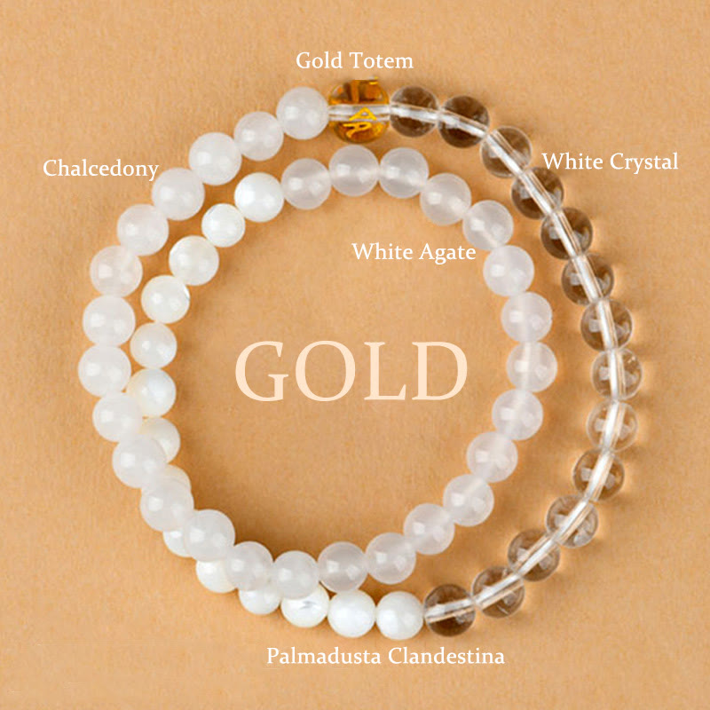 6mm Five Elements White Agate Luck Bracelet for Spiritual Balance