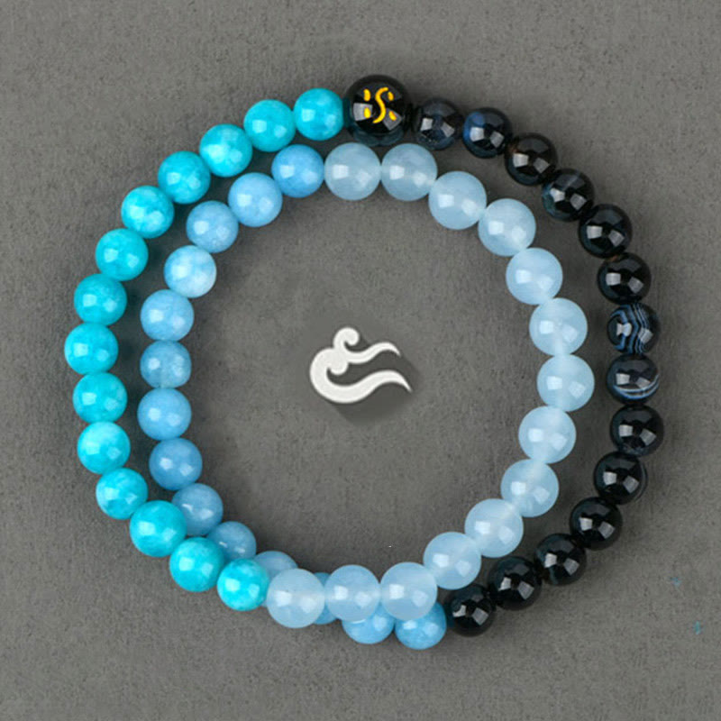 6mm Five Elements White Agate Luck Bracelet for Spiritual Balance