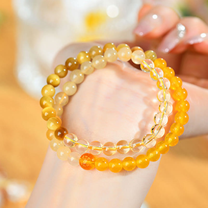 6mm Five Elements White Agate Luck Bracelet for Spiritual Balance