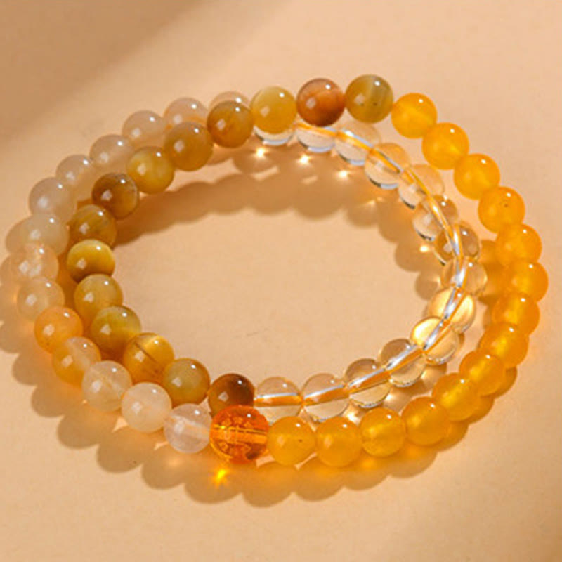 6mm Five Elements White Agate Luck Bracelet for Spiritual Balance