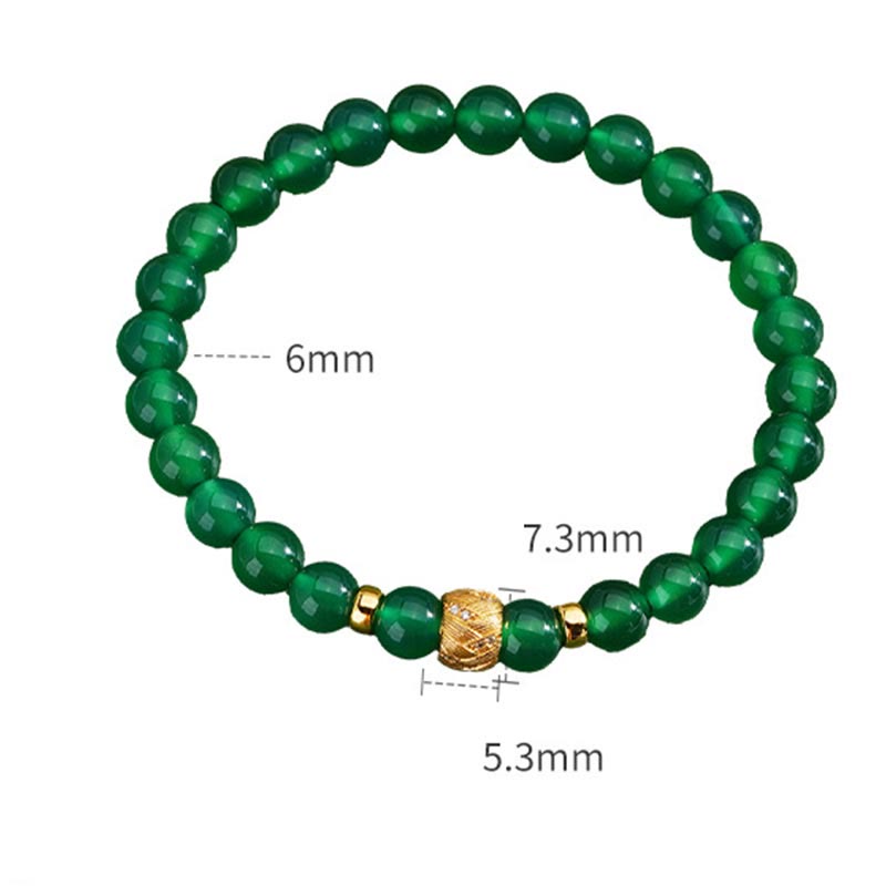 6mm Green Agate Support Bracelet with Sterling Silver Beads