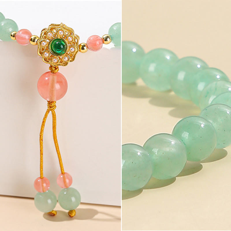 6mm Green Aventurine Luck Bead Tassel Bracelet