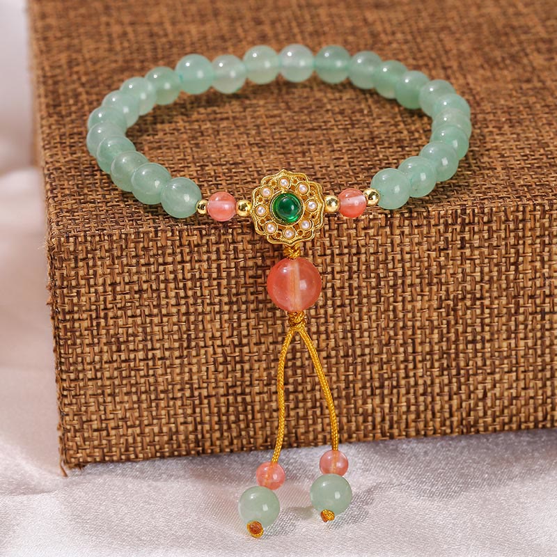6mm Green Aventurine Luck Bead Tassel Bracelet