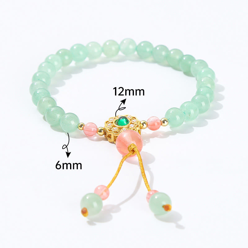 6mm Green Aventurine Luck Bead Tassel Bracelet