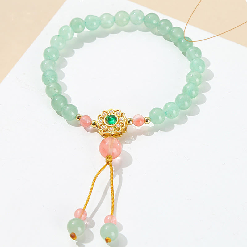 6mm Green Aventurine Luck Bead Tassel Bracelet