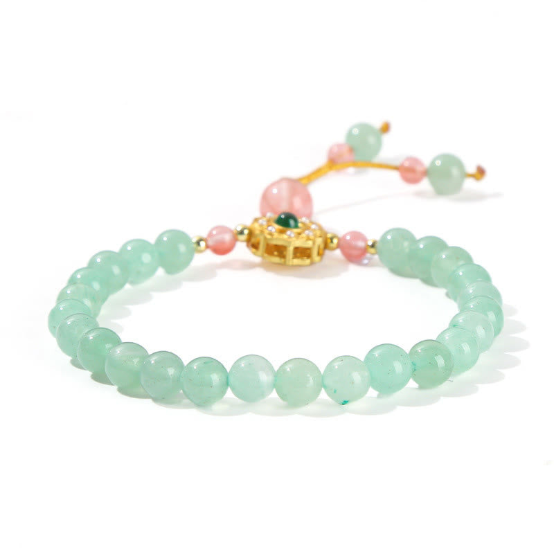 6mm Green Aventurine Luck Bead Tassel Bracelet