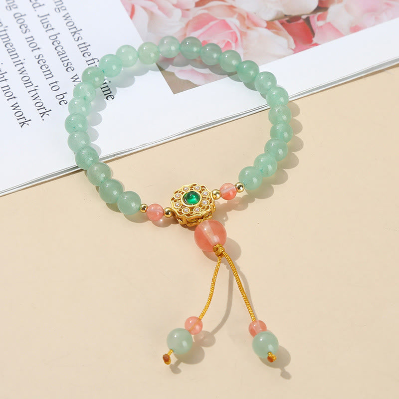 6mm Green Aventurine Luck Bead Tassel Bracelet