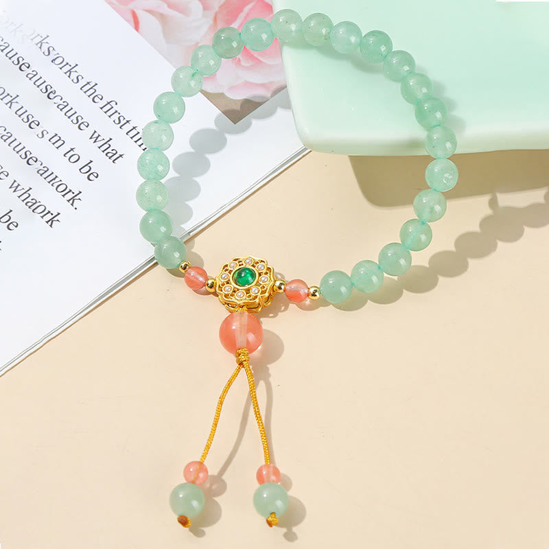 6mm Green Aventurine Luck Bead Tassel Bracelet
