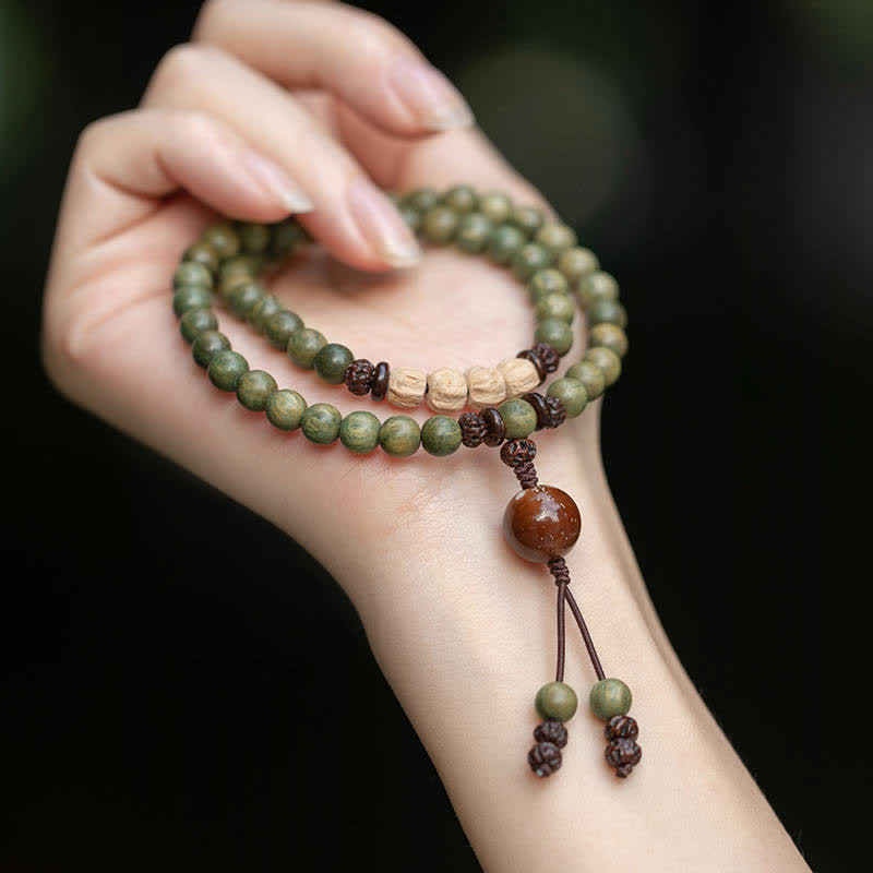6mm Green Sandalwood Positive Peace Bracelet
