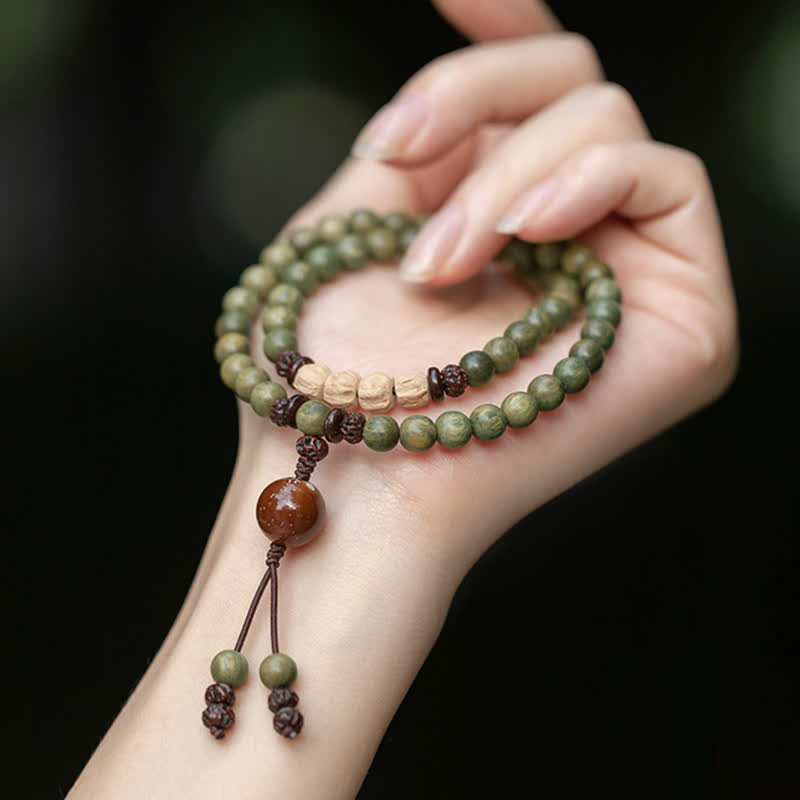 6mm Green Sandalwood Positive Peace Bracelet