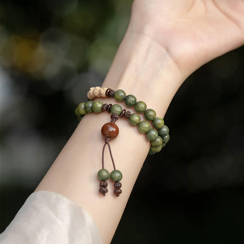 6mm Green Sandalwood Positive Peace Bracelet
