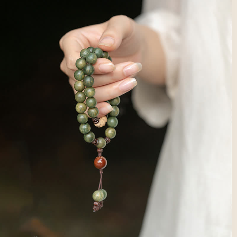6mm Green Sandalwood Positive Peace Bracelet