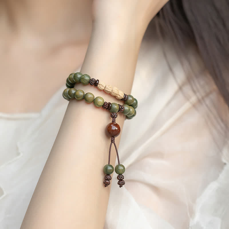 6mm Green Sandalwood Positive Peace Bracelet