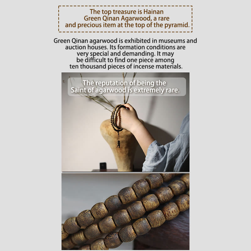 6mm Hainan Green Qinan Agarwood 108 Mala Beads Bracelet