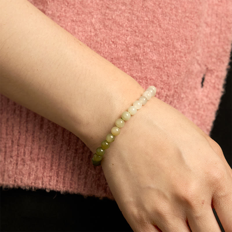 6mm Hetian Jade Gradient Color Abundance Bracelet