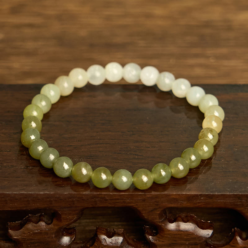 6mm Hetian Jade Gradient Color Abundance Bracelet