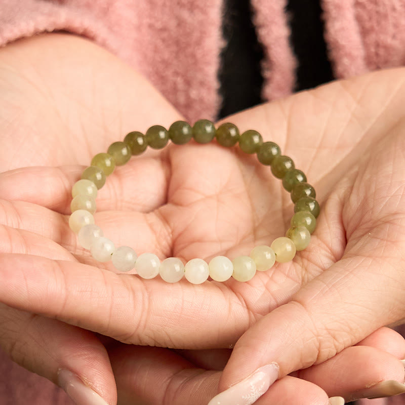6mm Hetian Jade Gradient Color Abundance Bracelet