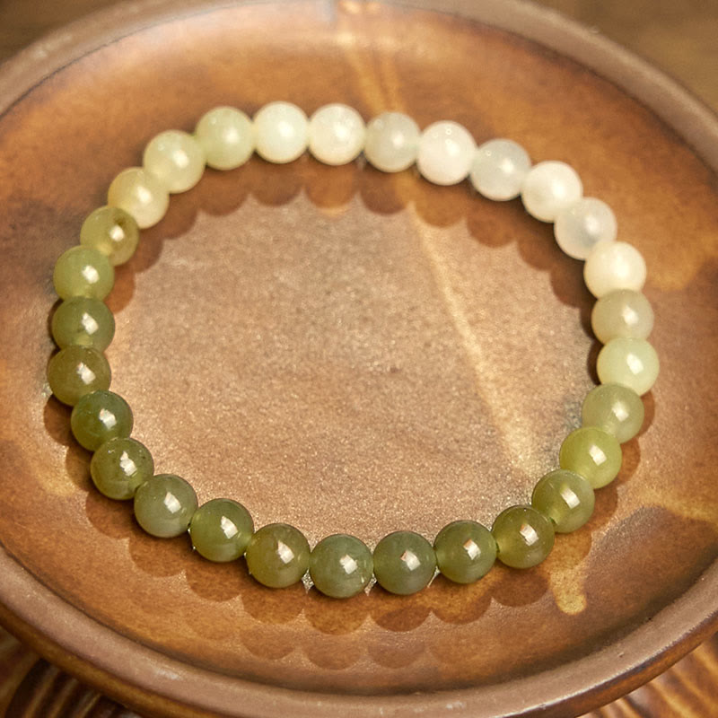6mm Hetian Jade Gradient Color Abundance Bracelet