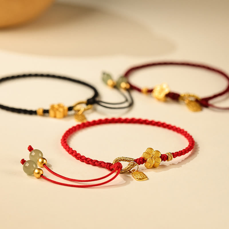 6mm Hetian Jade Luck Charm Peach Blossom Bracelet