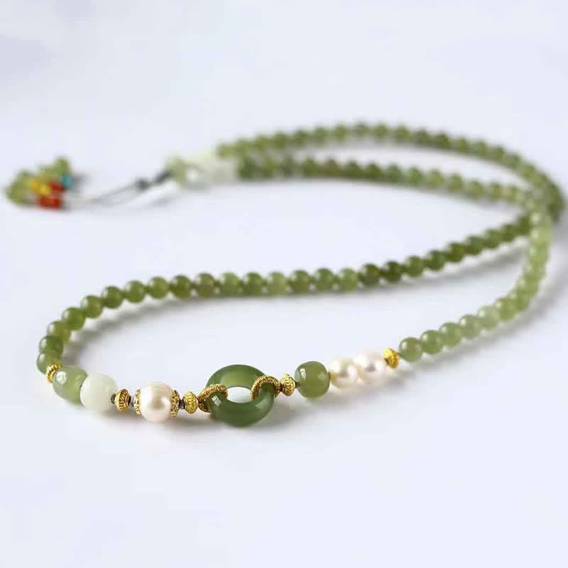 6mm Hetian Jade Pearl Luck Wealth String Bracelet