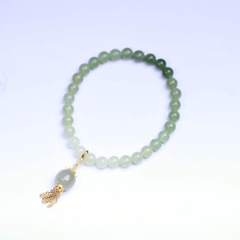 6mm Hetian Jade Wealth Charm Bracelet Sterling Silver