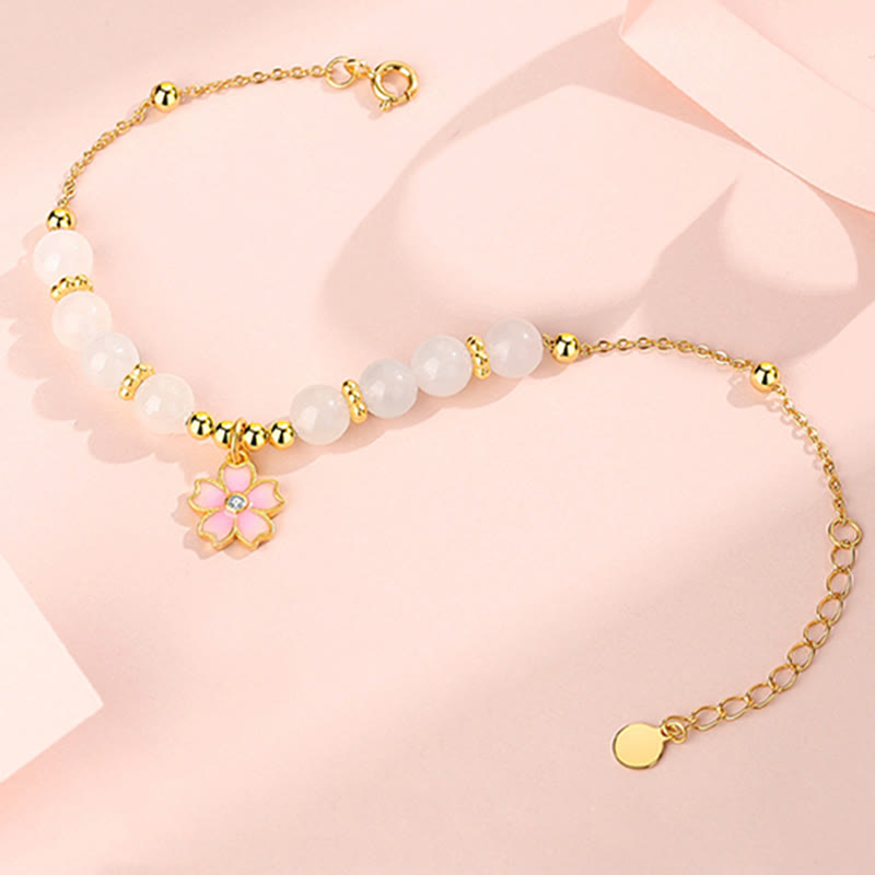 6mm Hetian White Jade Protection Bracelet in Sterling Silver