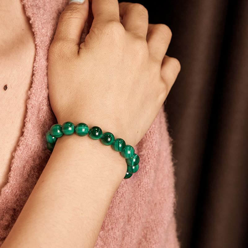 6mm Malachite Protection Bracelet for Calmness & Anxiety
