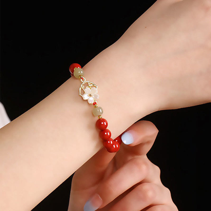 6mm Natural Cinnabar Jade Beaded Blessing Bracelet