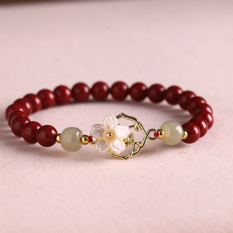 6mm Natural Cinnabar Jade Beaded Blessing Bracelet
