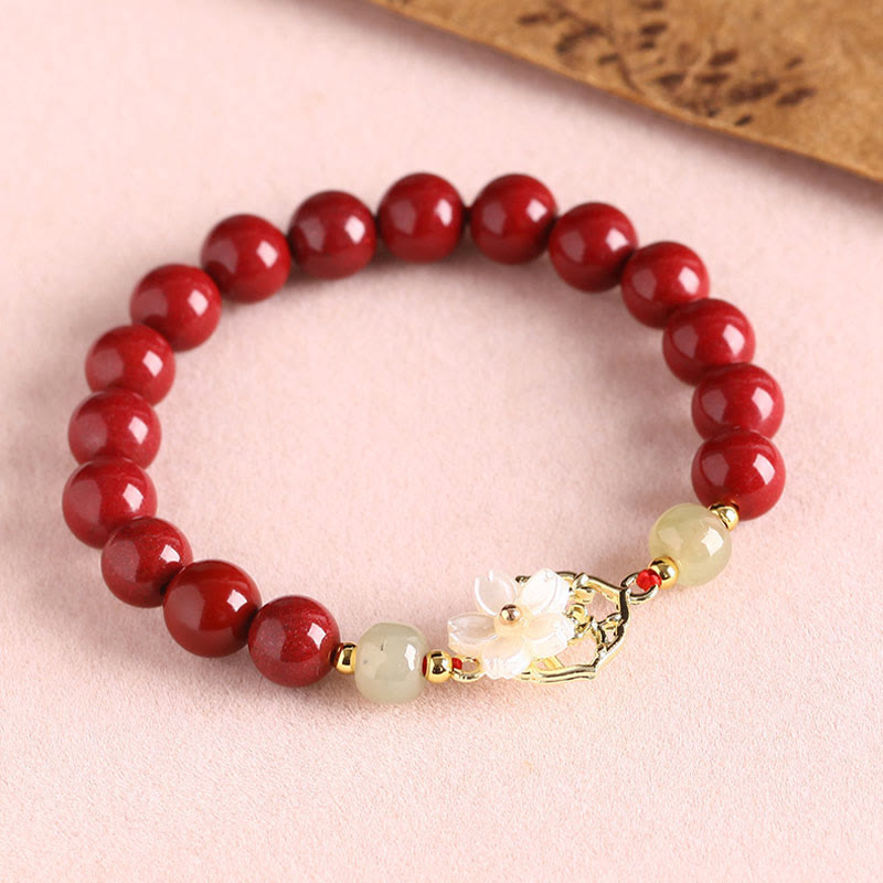 6mm Natural Cinnabar Jade Beaded Blessing Bracelet