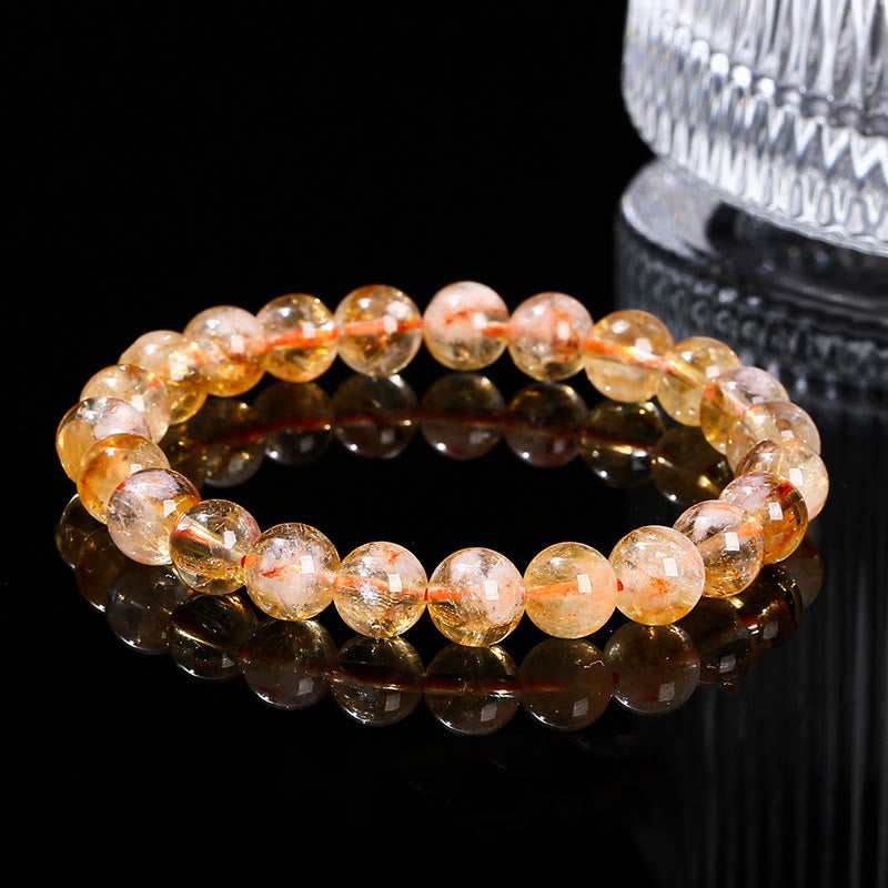 6mm Natural Citrine Snowflake Bracelet for Prosperity