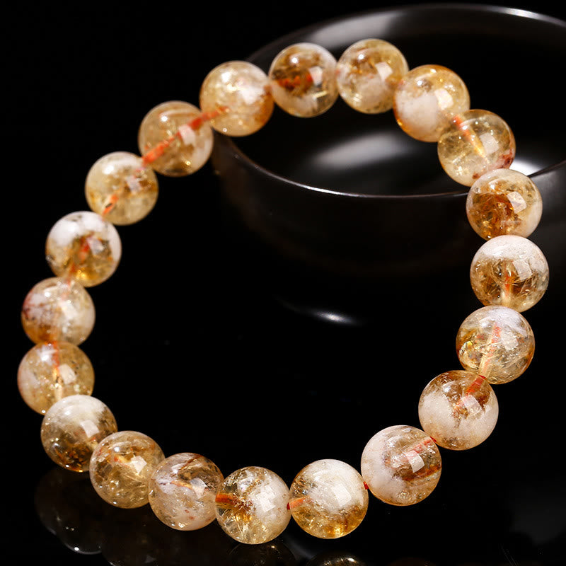 6mm Natural Citrine Snowflake Bracelet for Prosperity