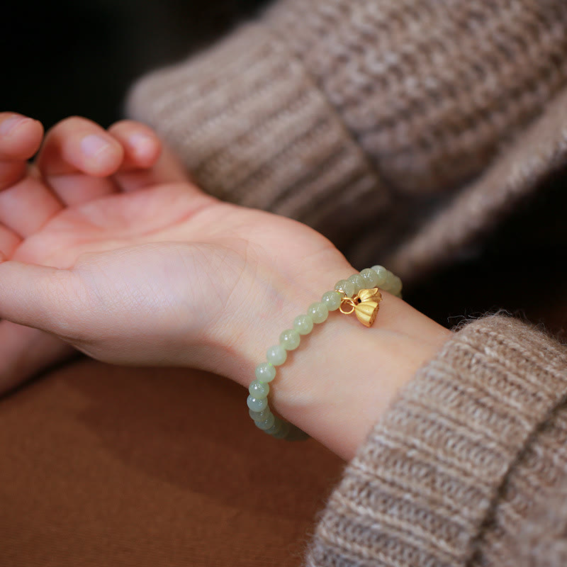 6mm Natural Hetian Jade Lucky Charm Bracelet